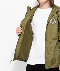 Brixton Claxton Crest Lined Olive Green Zip Jacket