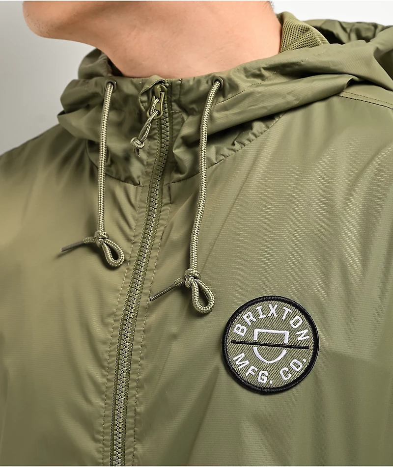Brixton Claxton Crest Olive Windbreaker Jacket