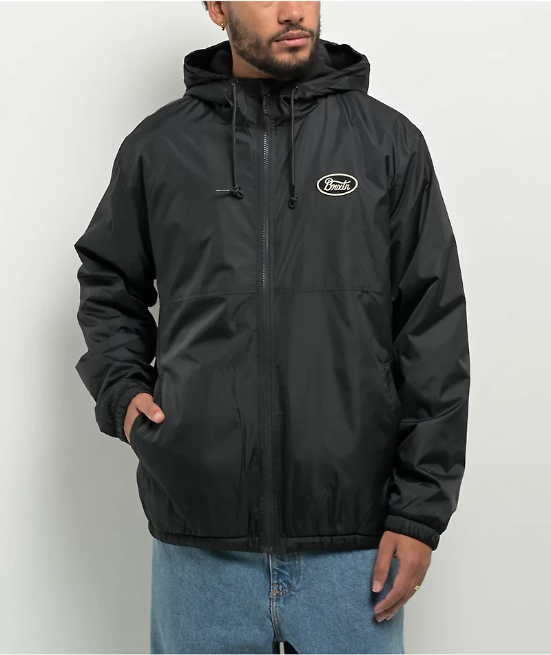 Brixton Claxton Parsons Arctic Fleece Lined Black Windbreaker Jacket