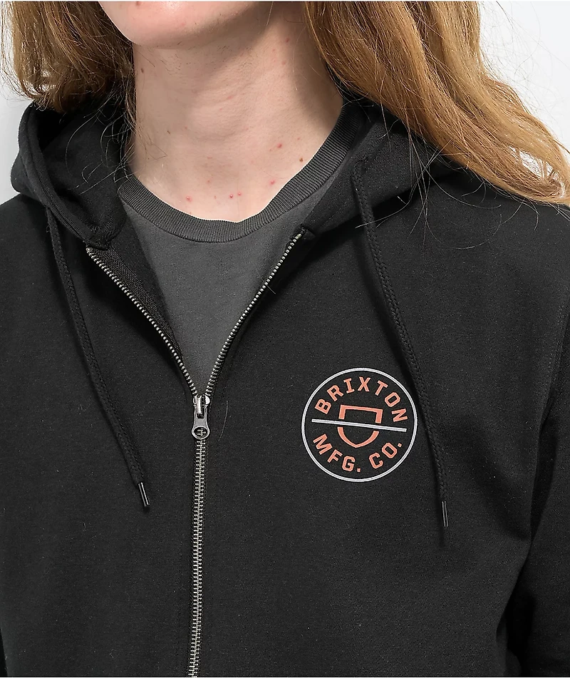 Brixton Crest Black Zip Hoodie