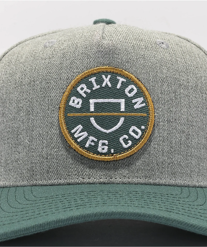 Brixton Crest Dark Heather & Dark Green Snapback Hat