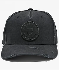 Brixton Crest Distress Black Canvas Snapback Hat