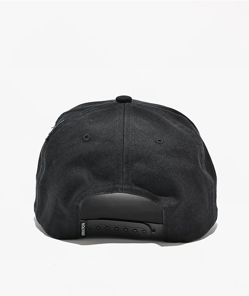 Brixton Crest Distress Black Canvas Snapback Hat