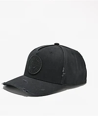 Brixton Crest Distress Black Canvas Snapback Hat