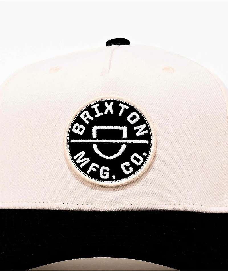 Brixton Crest Off White & Black Netplus® Snapback Hat