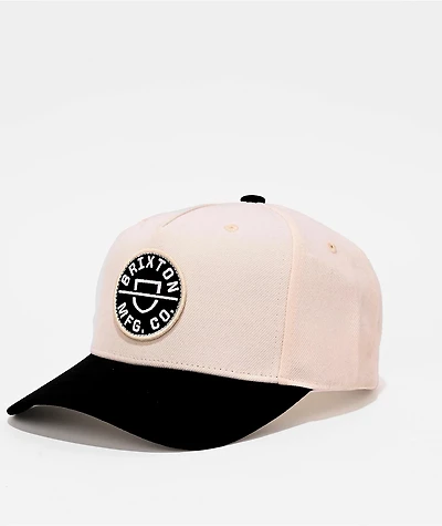 Brixton Crest Off White & Black Netplus Snapback Hat