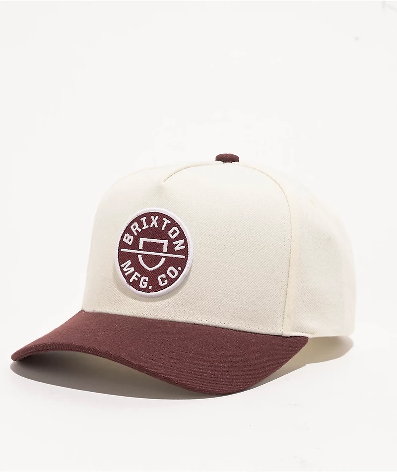 Brixton Crest Port & Off White Netplus Snapback Hat