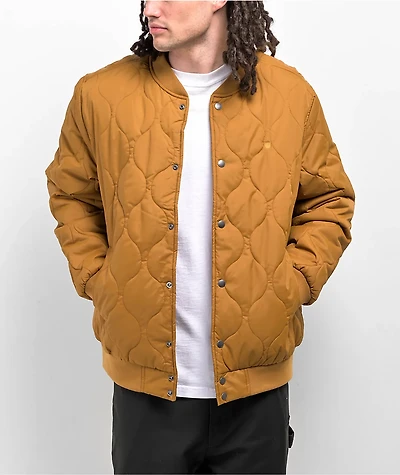 Brixton Dillinger Mustard Quilted Bomber Jacket