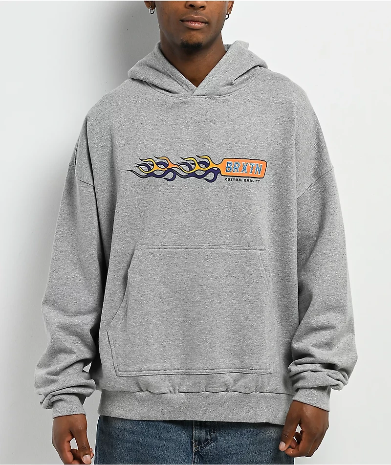 Brixton Flames Gunmetal Heather Oversized Hoodie