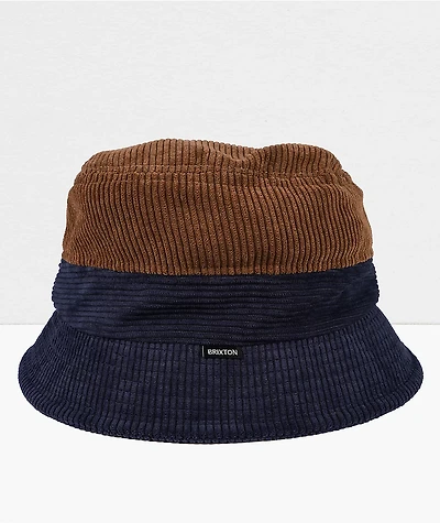 Brixton Gramercy Navy, Brown & White Packable Corduroy Bucket Hat