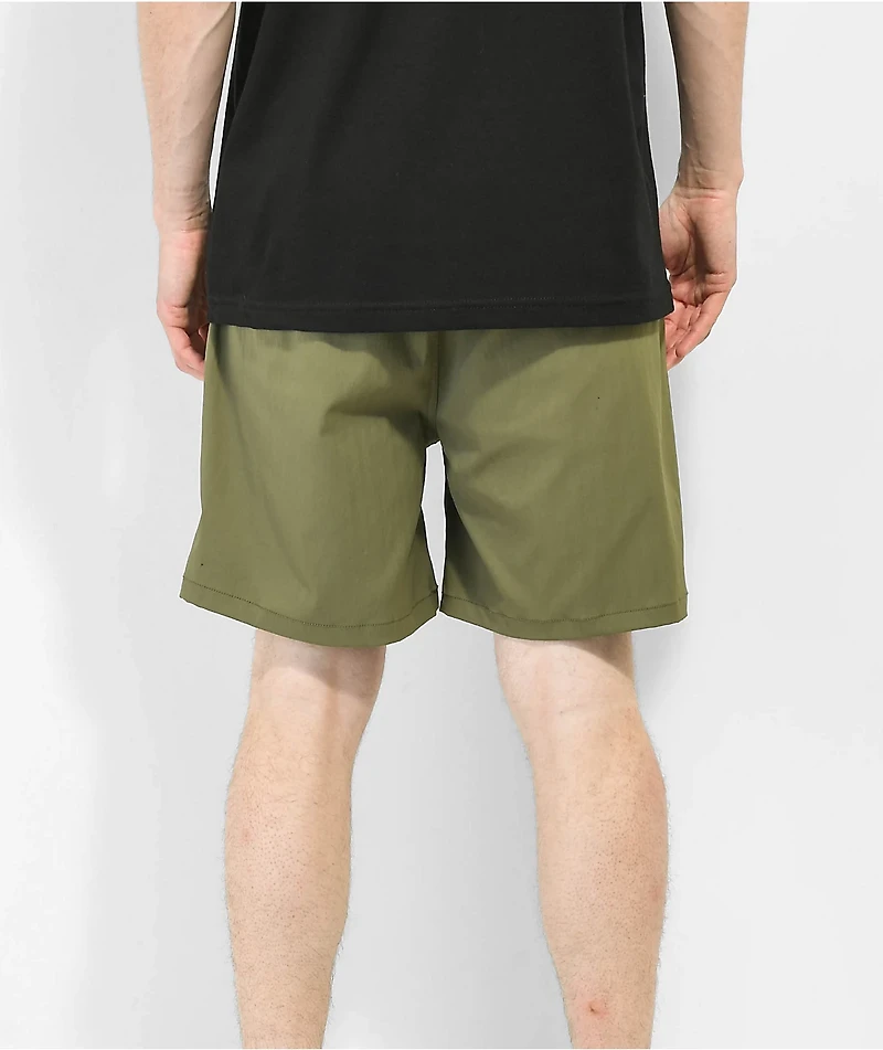 Brixton Jupiter Service Olive Green Elastic Shorts