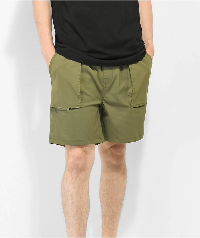Brixton Jupiter Service Olive Green Elastic Shorts