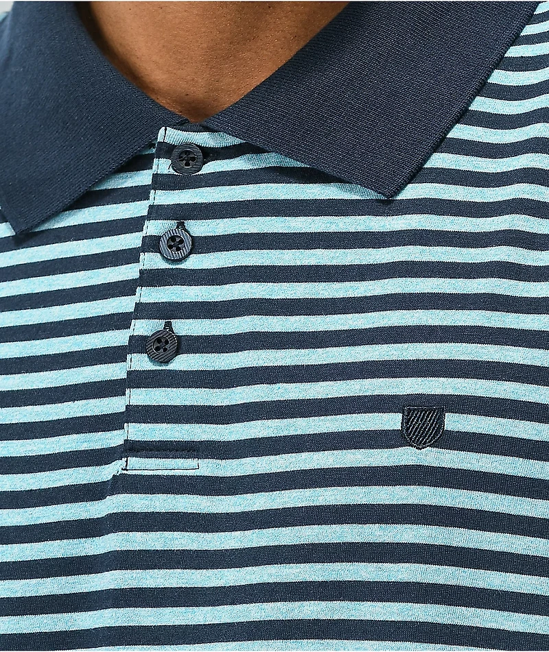 Brixton Micro Stripe Navy & Blue Polo Shirt