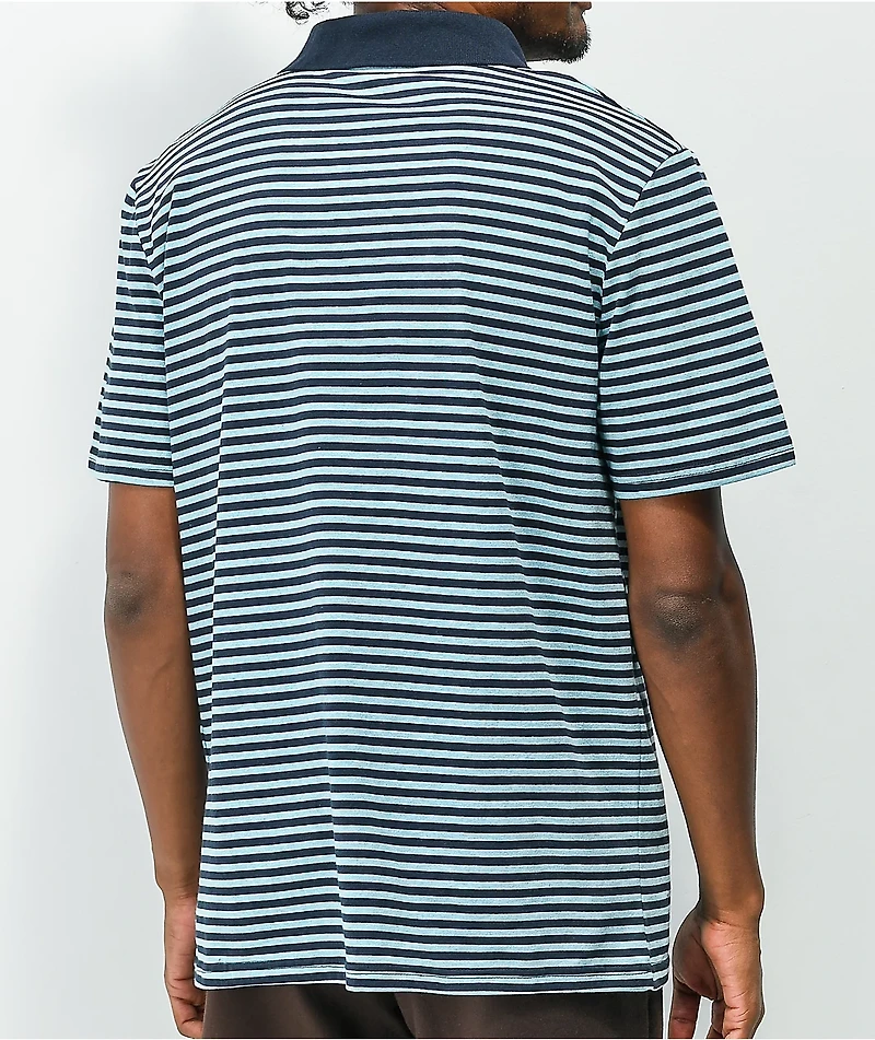Brixton Micro Stripe Navy & Blue Polo Shirt