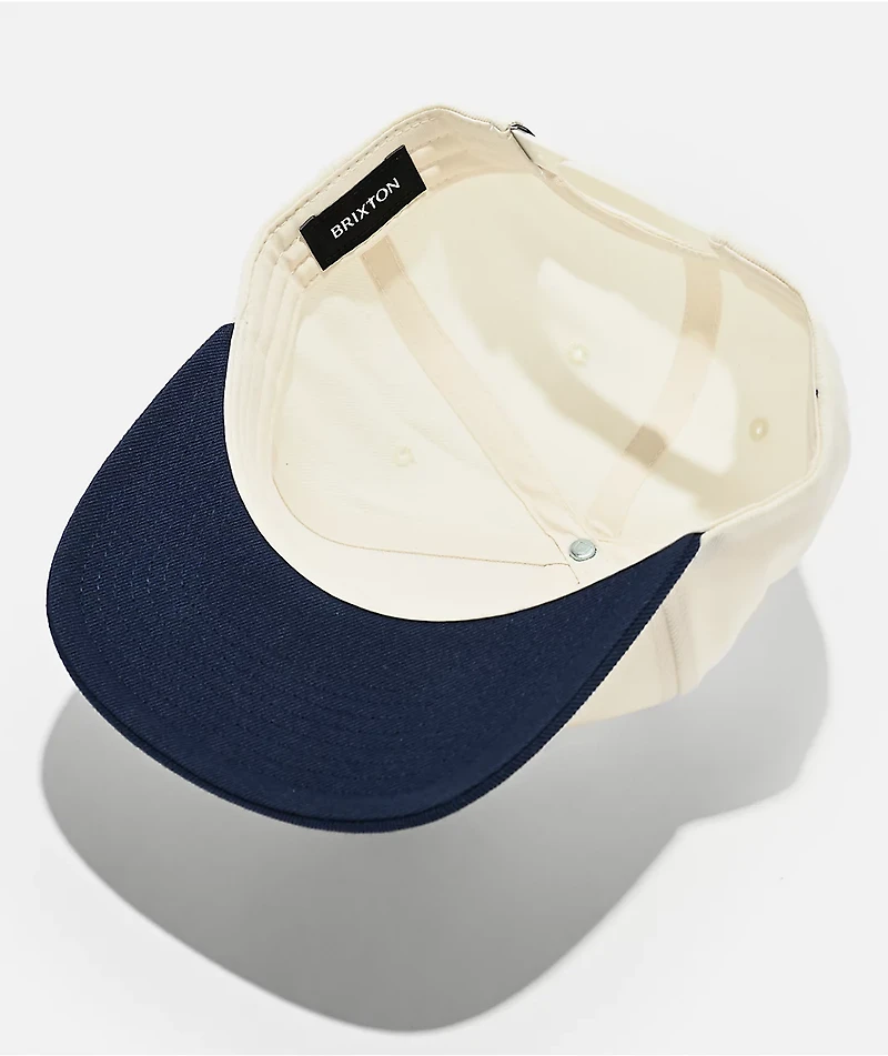 Brixton Oath III Off White & Midnight Blue Snapback Hat