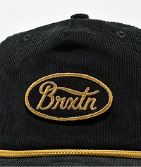 Brixton Parsons Netplus Corduroy Black Snapback Hat