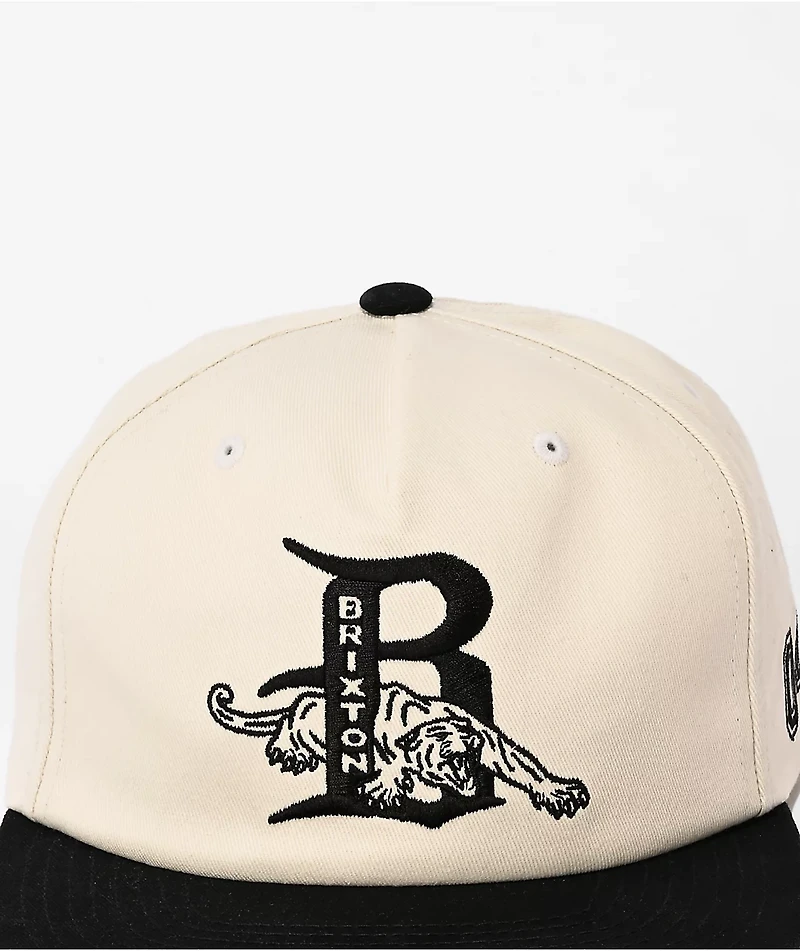 Brixton Predator Off White & Black Snapback Hat