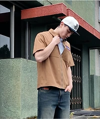 Brixton Predator Off White & Black Snapback Hat