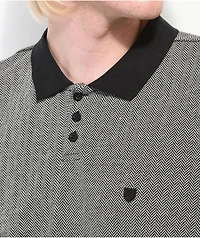 Brixton Shield Herringbone Black & White Polo Shirt