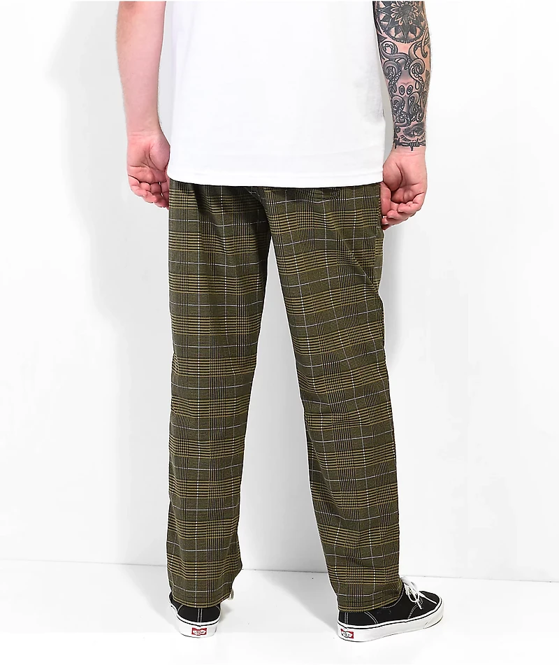 Brixton Steady Cinch Green Houndstooth Taper Pants