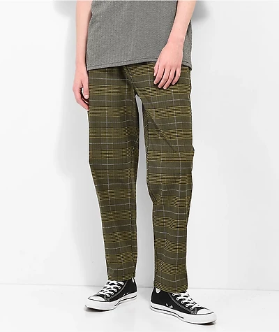 Brixton Steady Cinch Green Houndstooth Taper Pants