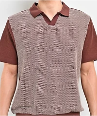 Brixton Theo Brown Knit Polo Shirt