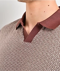 Brixton Theo Brown Knit Polo Shirt