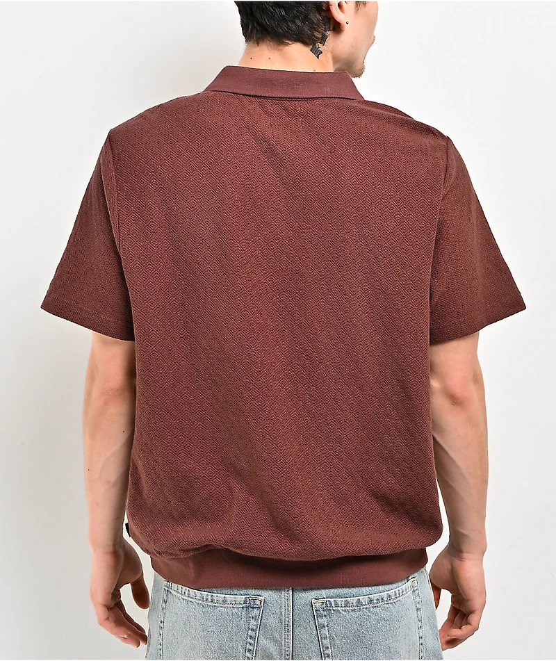 Brixton Theo Brown Knit Polo Shirt