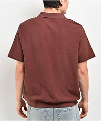 Brixton Theo Brown Knit Polo Shirt