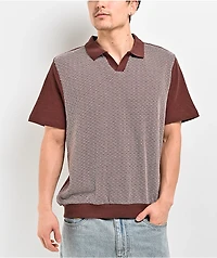 Brixton Theo Brown Knit Polo Shirt