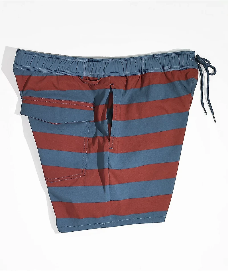 Brixton Voyage Red & Blue Stripe Board Shorts