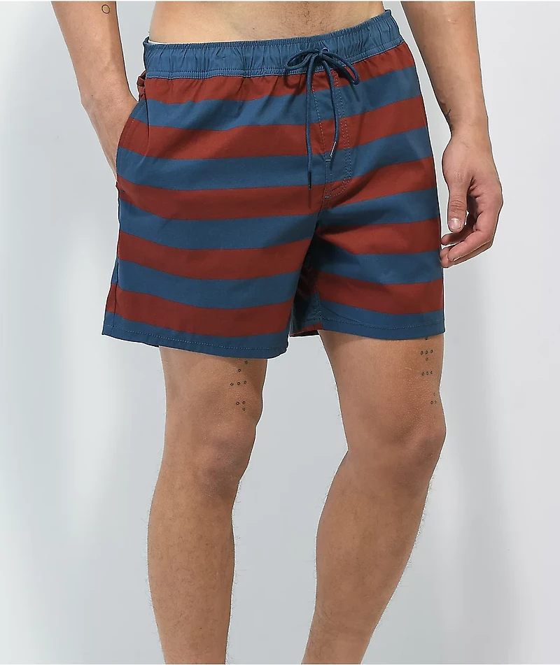Brixton Voyage Red & Blue Stripe Board Shorts