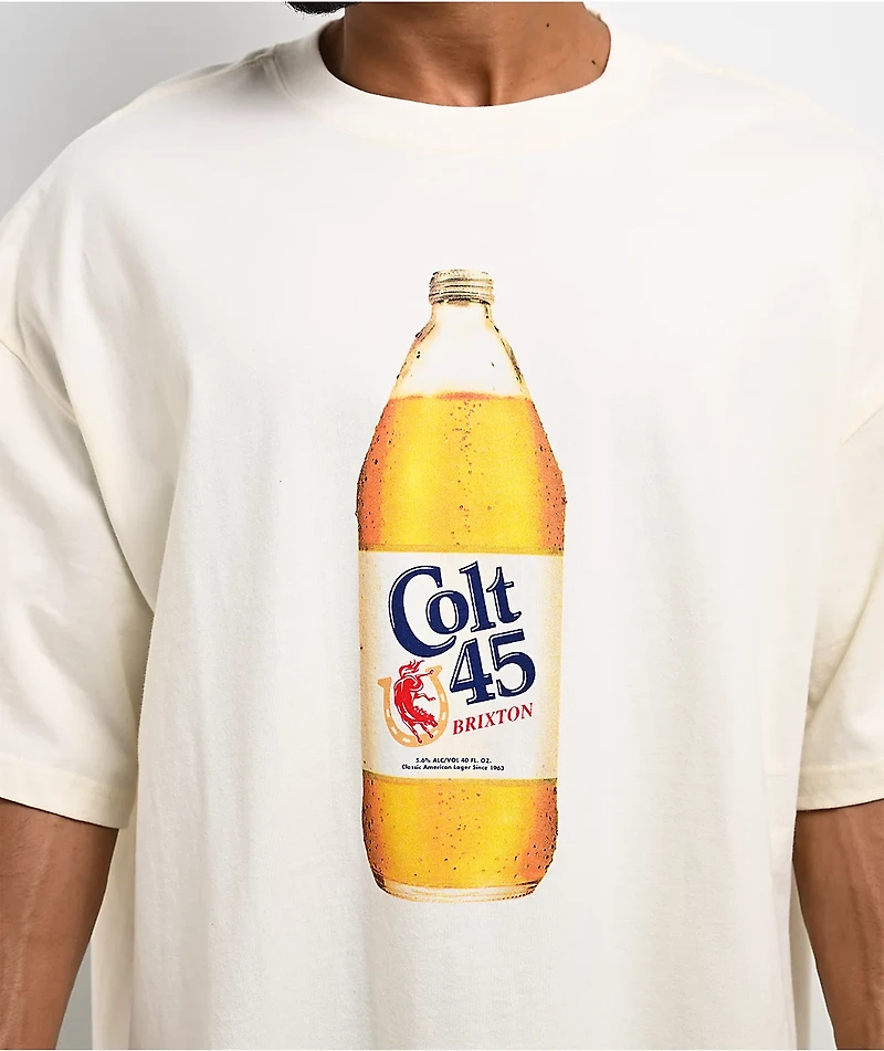 Brixton x Colt 45 Forty Oz Beige Oversized T-Shirt