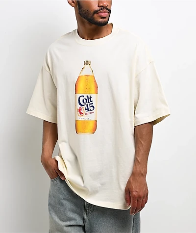 Brixton x Colt 45 Forty Oz Beige Oversized T-Shirt