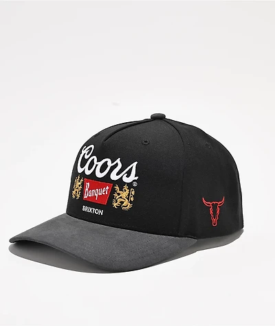 Brixton x Coors Griffen 3 Black Snapback Hat