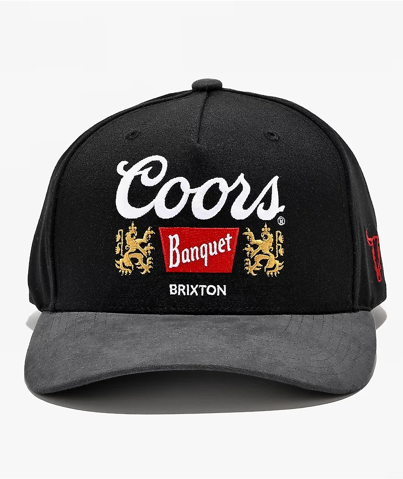 Brixton x Coors Griffin 3 Black Snapback Hat