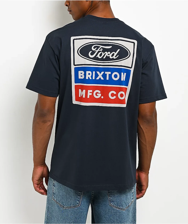 Brixton x Ford Service Dept. Navy Pocket T-Shirt