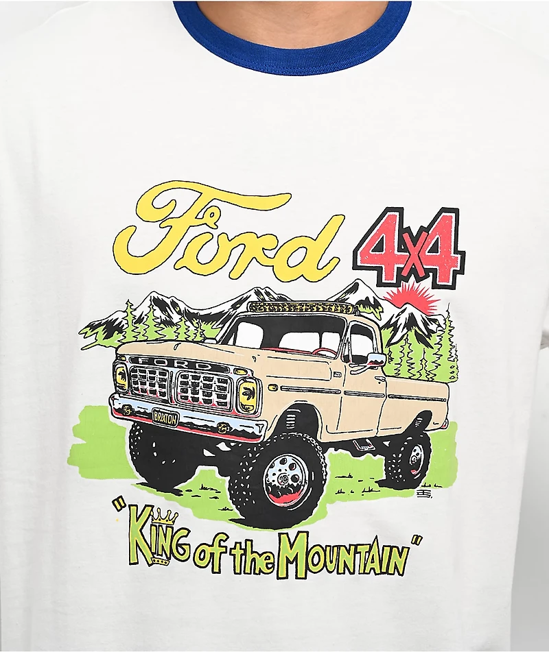 Brixton x Ford White & Blue Ringer T-Shirt