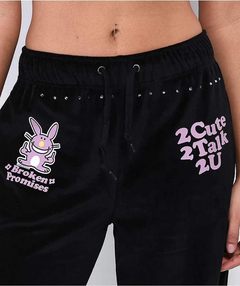 Broken Promises 2Cute Black Velour Sweatpants