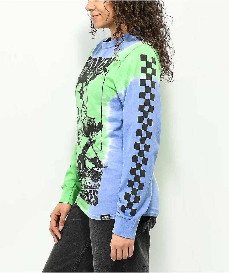 Broken Promises Acoustics Green & Purple Tie Dye Long Sleeve T-Shirt