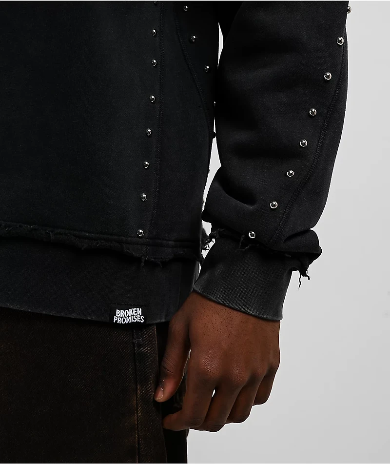 Broken Promises Adorned Black Crewneck Sweatshirt