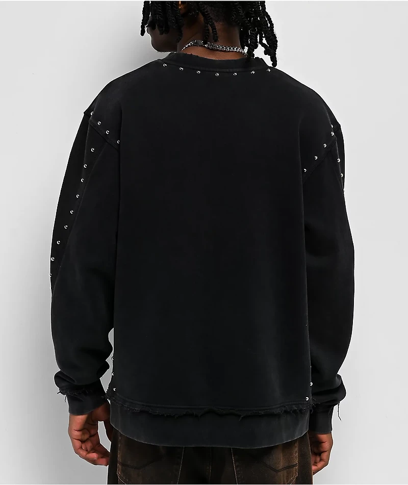 Broken Promises Adorned Black Crewneck Sweatshirt