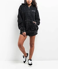 Broken Promises Adorned Black Wash Sweat Shorts
