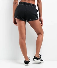 Broken Promises Adorned Black Wash Sweat Shorts