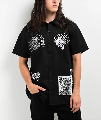 Broken Promises Antonym Black Button Up Shirt