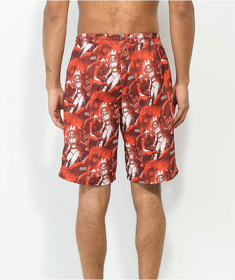 Broken Promises Anywhere But Here Red Board Shorts