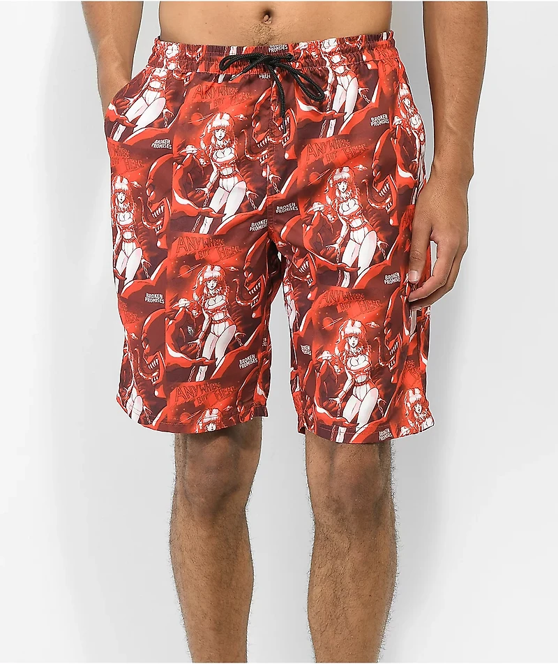 Broken Promises Anywhere But Here Red Board Shorts
