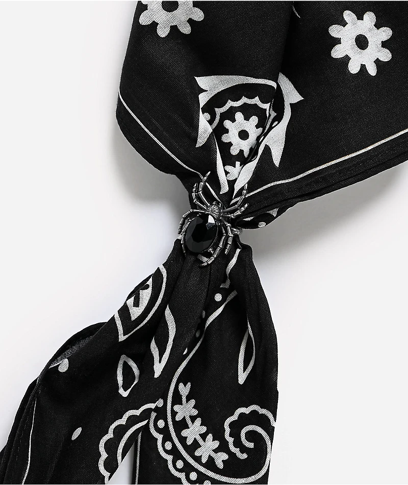 Broken Promises Arachnid Black & White Bandana Necklace