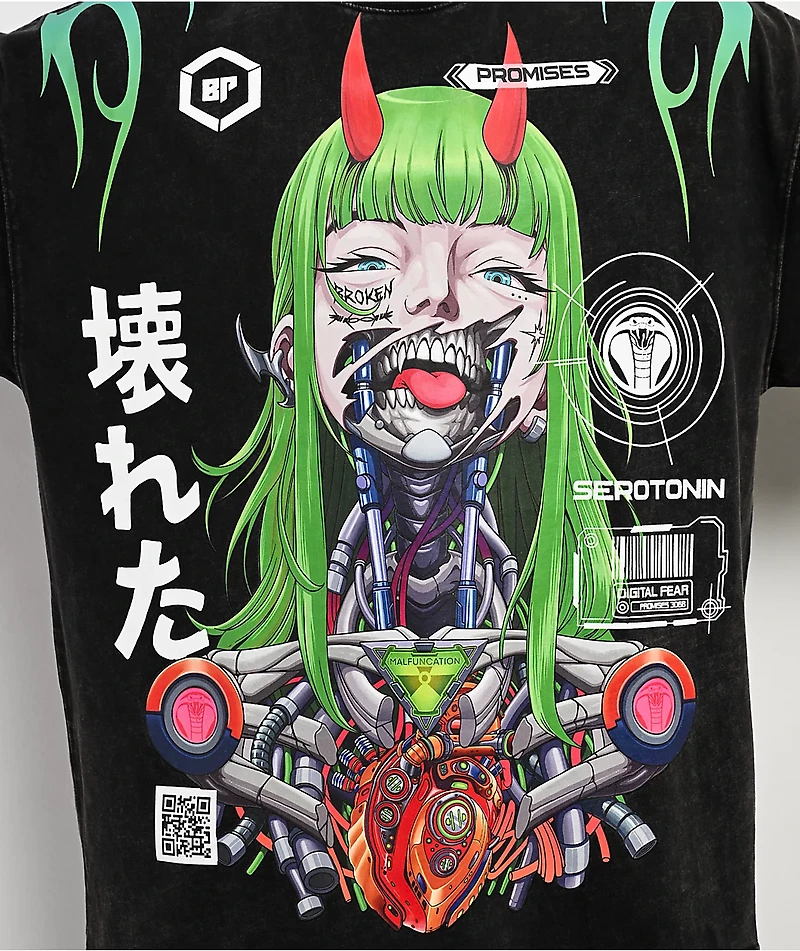 Broken Promises Artificial Serotonin Black Wash T-Shirt