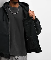 Broken Promises Barbed Black Wash Hooded Denim Jacket